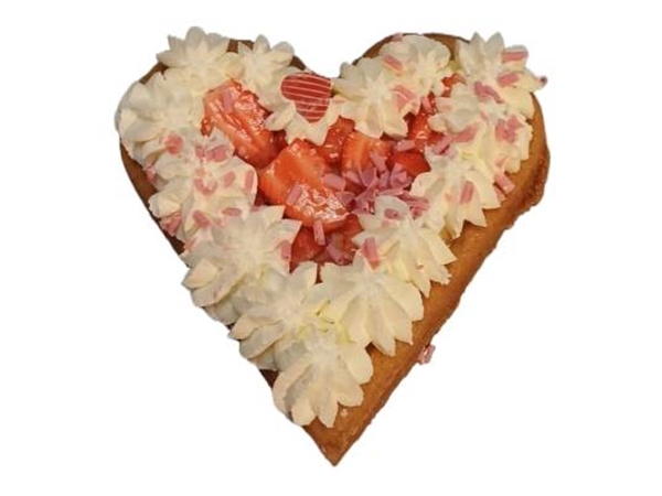 Hartenslof met aardbeien en slagroom